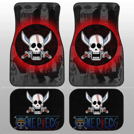 One Piece Car Mats One Piece Red Hair Pirates Flag Manga Pattern Car Floor Mats Black Red