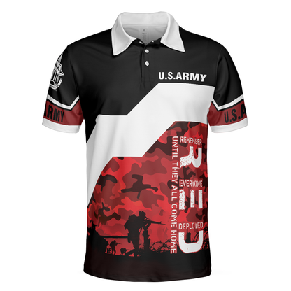 Veteran Polo Shirt Until They All Come Home Boys Polo Shirts Red Black