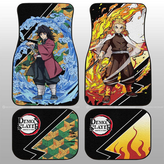 Demon Slayer Car Mats Rengoku And Giyuu Car Floor Mats Demon Slayer Car Floor Mats