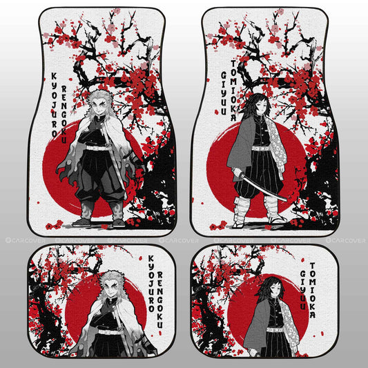 Demon Slayer Car Mats Rengoku And Giyuu Car Floor Mats Japan Style Demon Slayer Anime Car Interior Floor Mats