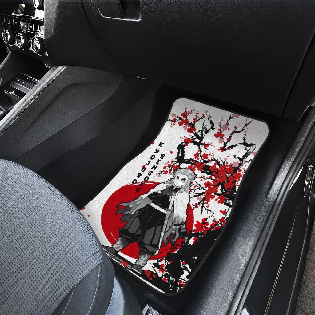 Demon Slayer Car Mats Rengoku Car Floor Mats Japan Style Anime Demon Slayer Car Interior Floor Mats