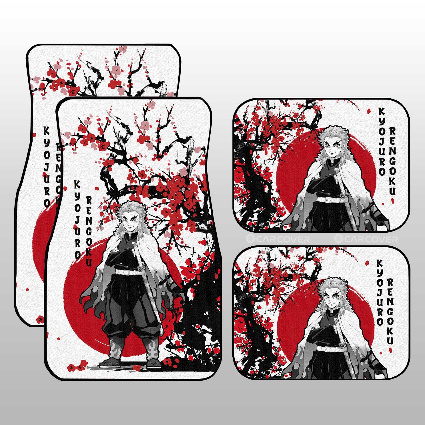 Demon Slayer Car Mats Rengoku Car Floor Mats Japan Style Car Interior Floor Mats