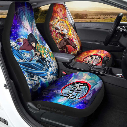 Demon Slayer Car Seat Covers Rengoku And Giyuu Characters Seat Covers Orange Blue