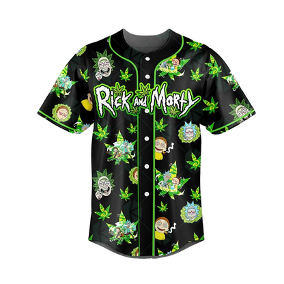 Rick and Morty Baseball Jersey Rick And Morty Cannabis Jersey Shirt Black Unisex Adult New Release