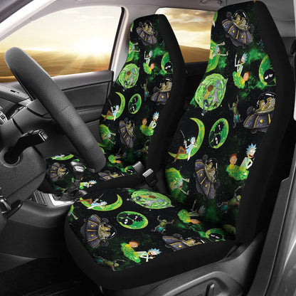 Rick And Moty Car Seat Covers Rick And Morty Scene Pattern Seat Covers Black Green