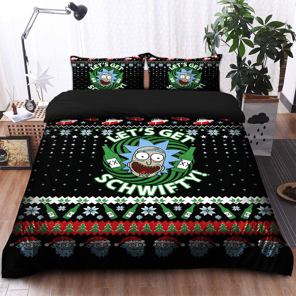 Rick And Morty Bedding Set Rick And Morty Let's Get Schwifty Duvet Covers Black Green Unique Gift