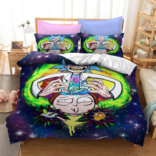 Rick And Morty Bedding Set Rick And Morty Controlling Brain Duvet Covers Colorful Unique Gift