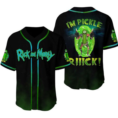 Rick and Morty Baseball Jersey Rick And Morty Im Pickle Rick Jersey Shirt Green Black Unisex Adult New Release