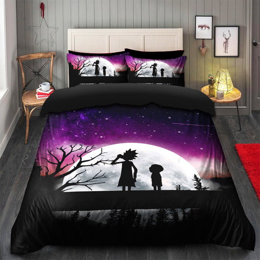 Rick And Morty Bedding Set Rick And Morty Moon Night Duvet Covers Black Purple Unique Gift