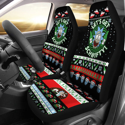 Rick And Moty Car Seat Covers Let's Get Schwifty Christmas Pattern Seat Covers Colorful