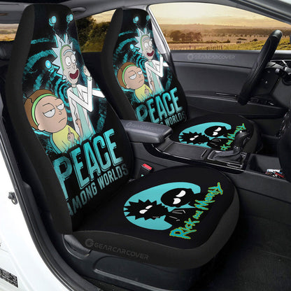 Rick And Moty Car Seat Covers Rick And Morty Peace Amongs World Seat Covers Black Blue