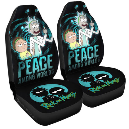 Rick And Moty Car Seat Covers Rick And Morty Peace Amongs World Seat Covers Black Blue