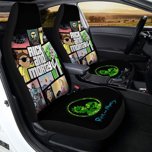 Rick And Moty Car Seat Covers Rick And Morty GTA Style Seat Covers Colorful