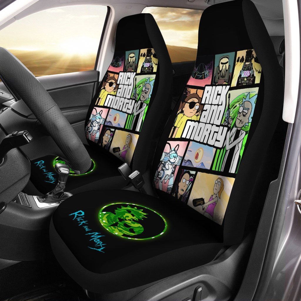 Rick And Moty Car Seat Covers Rick And Morty GTA Style Seat Covers Colorful