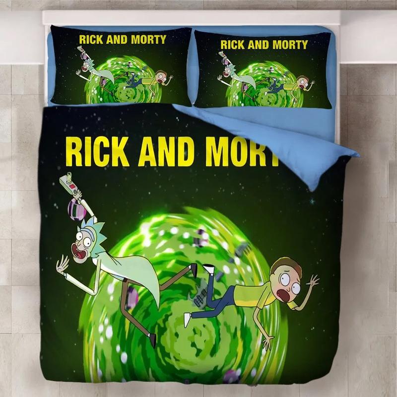 Rick And Morty Bedding Set Rick And Morty Out Of The Portal Duvet Covers Black Green Unique Gift