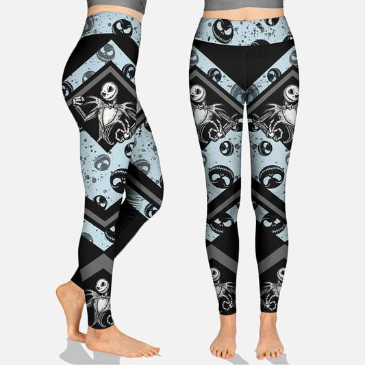 TNBC Leggings Jack Skellington Graphic Face Pattern High Waisted Legging Black Blue For Women