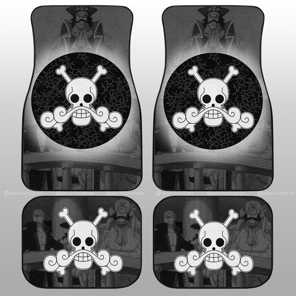 One Piece Car Mats One Piece Roger Pirates Flag Manga Pattern Car Floor Mats Black Gray