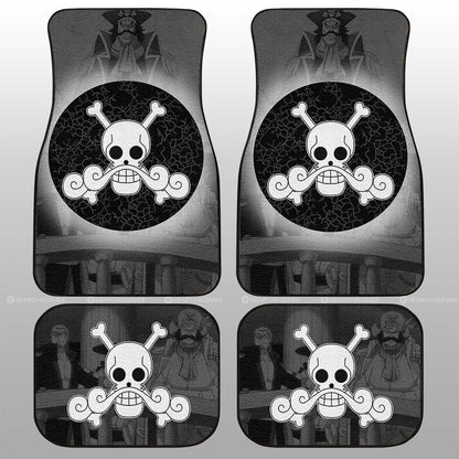 One Piece Car Mats One Piece Roger Pirates Flag Manga Pattern Car Floor Mats Black Gray