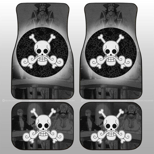 One Piece Car Mats One Piece Roger Pirates Flag Manga Pattern Car Floor Mats Black Gray