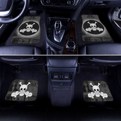 One Piece Car Mats One Piece Roger Pirates Flag Manga Pattern Car Floor Mats Black Gray