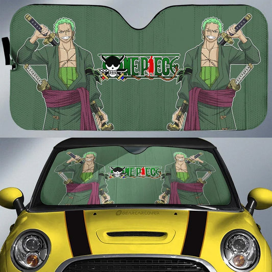 One Piece Car Sun Shade One Piece Roronoa Zoro Character Winshield Sun Shade Green