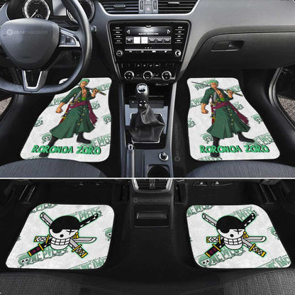 One Piece Car Mats One Piece Roronoa Zoro Graphic Jolly Roger Symbol Car Floor Mats White Green