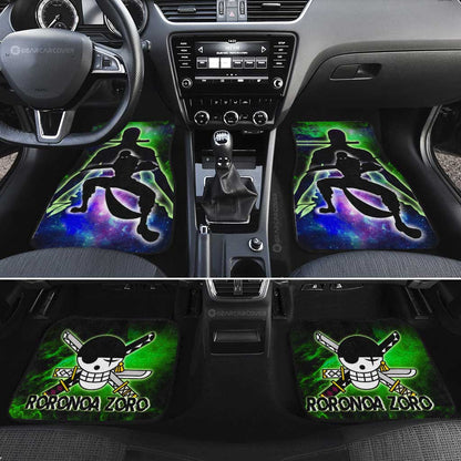 One Piece Car Mats One Piece Roronoa Zoro Silhouette Jolly Roger Symbol Galaxy Car Floor Mats Black Green