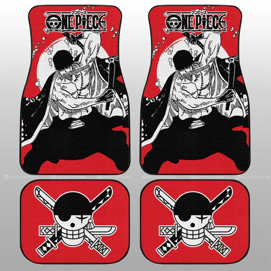 One Piece Car Mats One Piece Roronoa Zoro Cool Clothes Jolly Roger Symbol Car Floor Mats Black Red