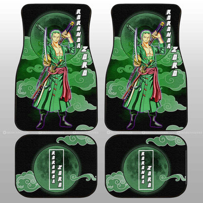 One Piece Car Mats One Piece Roronoa Zoro Cloud And Moon Pattern Car Floor Mats Black Green
