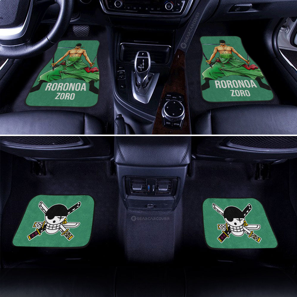 One Piece Car Mats One Piece Zoro Fighting Pose Three Swords Car Floor Mats Green