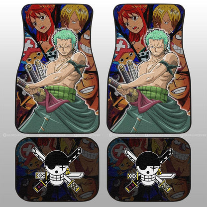 One Piece Car Mats One Piece Zoro And Other Characters Pattern Car Floor Mats Colorful
