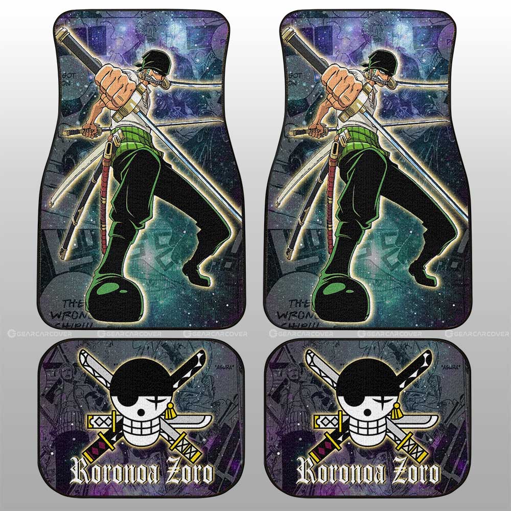 One Piece Car Mats One Piece Zoro Fighting Pose Galaxy Pattern Car Floor Mats Colorful