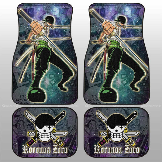 One Piece Car Mats One Piece Zoro Fighting Pose Galaxy Pattern Car Floor Mats Colorful