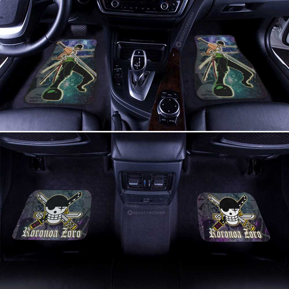 One Piece Car Mats One Piece Zoro Fighting Pose Galaxy Pattern Car Floor Mats Colorful