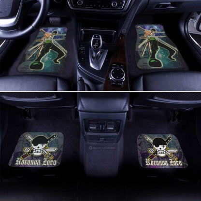 One Piece Car Mats One Piece Zoro Fighting Pose Galaxy Pattern Car Floor Mats Colorful