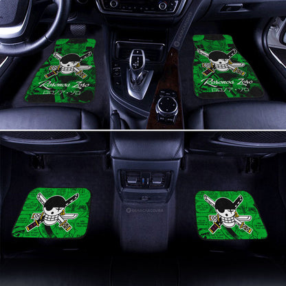 One Piece Car Mats One Piece Zoro Jolly Roger Symbol Manga Pattern Car Floor Mats Green