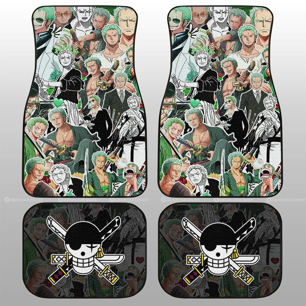 One Piece Car Mats One Piece Roronoa Zoro Stickers Doodle Pattern Car Floor Mats Colorful