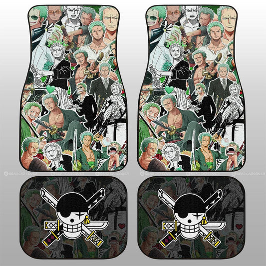 One Piece Car Mats One Piece Roronoa Zoro Stickers Doodle Pattern Car Floor Mats Colorful