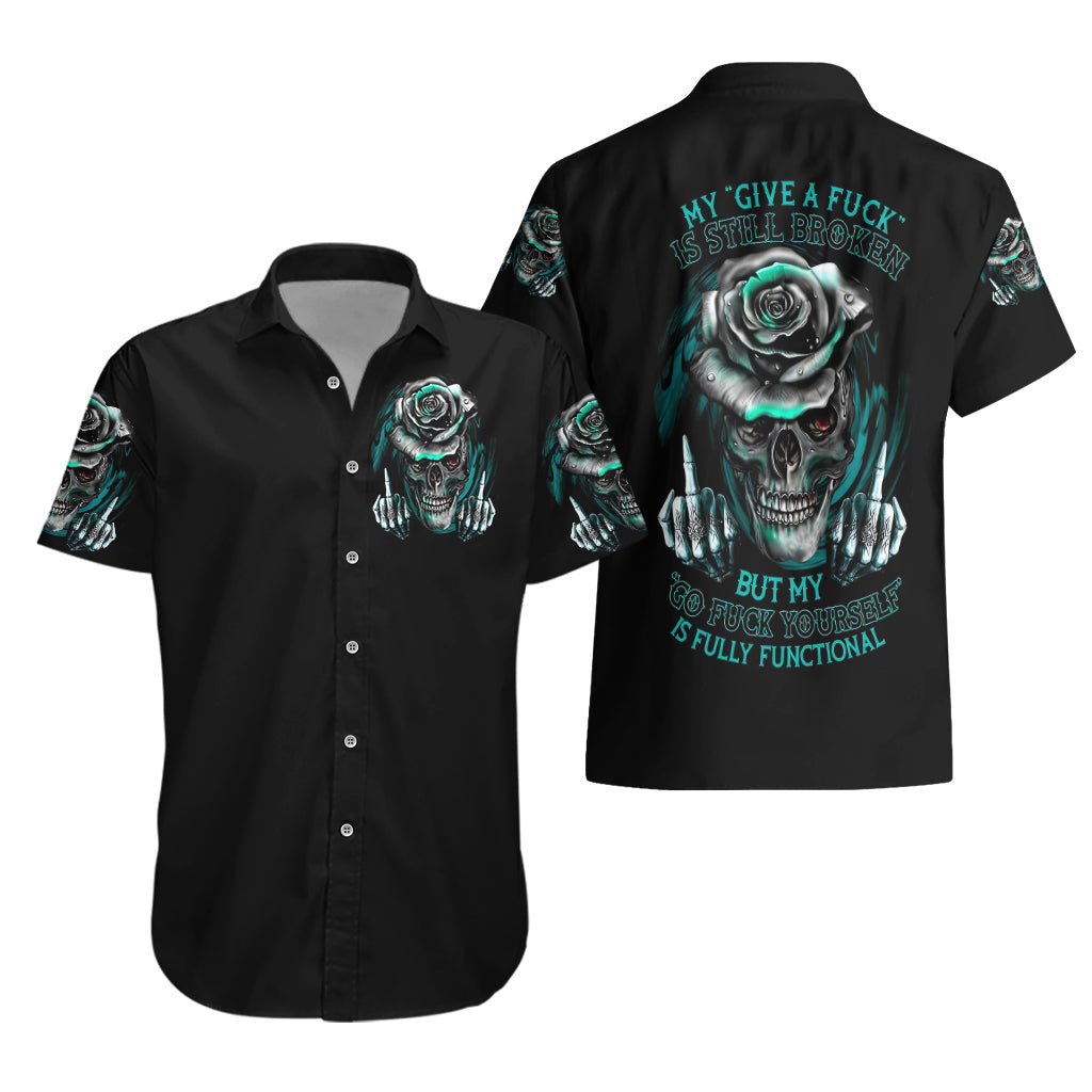 Skull Hawaii Shirt Go Fck Yourself Is Fully Functional Hawaiian Shirt Black Blue Unisex