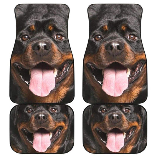 Dog Car Floor Mats Happy Close Up Face Rottweiler Dog Graphic Car Mats
