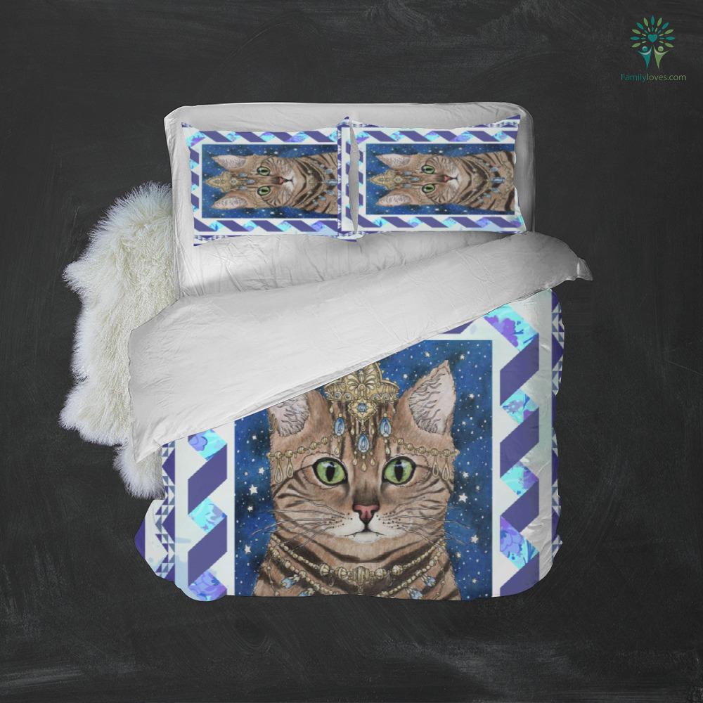 Cat Bedding Set Royal Cat With Jewelry Duvet Covers Blue Unique Gift