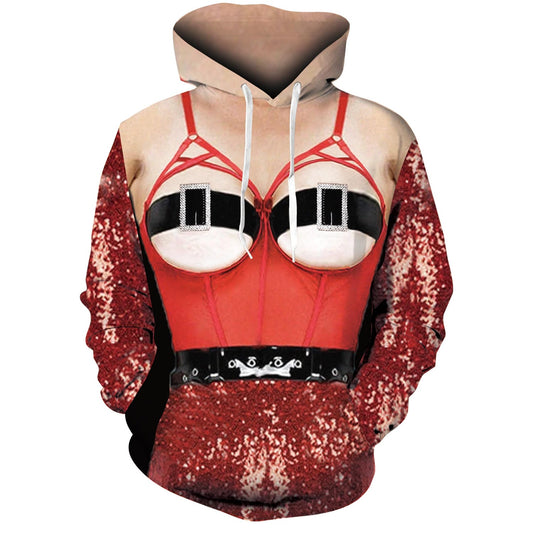 Funny Hoodie Christmas Theme Funny Costume Hoodie Red Unisex