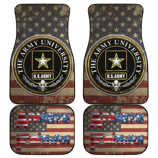 Veteran Car Mats US Army University Always Faithful Car Floor Mats Blue Red