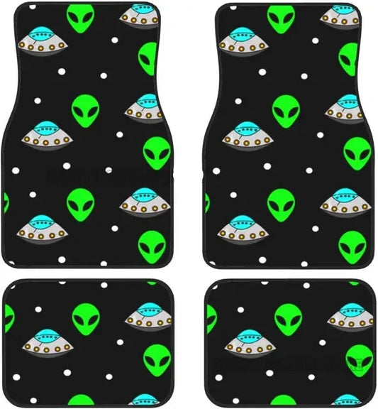 Alien Car Mats Alien UFO Dot Pattern Car Floor Mats Black Green