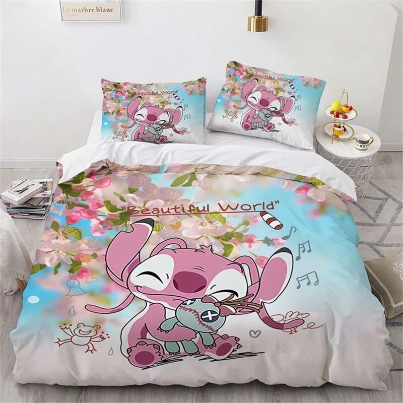 Stitch Bedding Set DN Angel And Scrump Wonderful World Duvet Covers Colorful Unique Gift