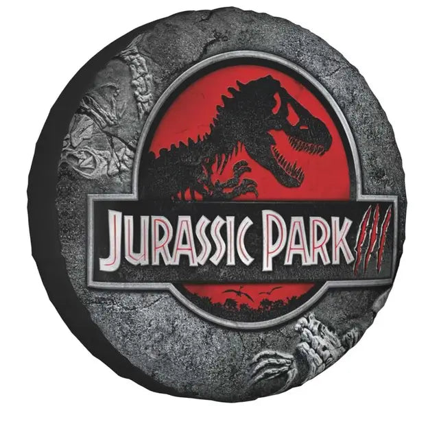 Jurassic Park Spare Tire Cover Jurassic Park Symbol Fossil Pattern Tire Covers Gray Red