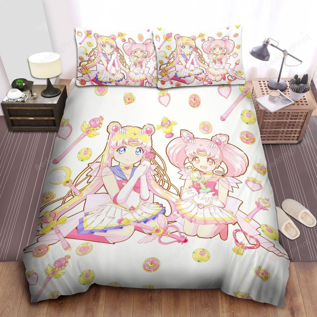 Sailor Moon Bedding Set Sailor Moon Usagi Tsukino And Sailor Chibi Moon Duvet Covers Pink White Unique Gift