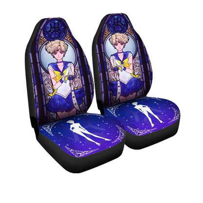 Sailor Moon Car Seat Covers Sailor Uranus Stained Glasses And Silhouette Seat Covers Blue