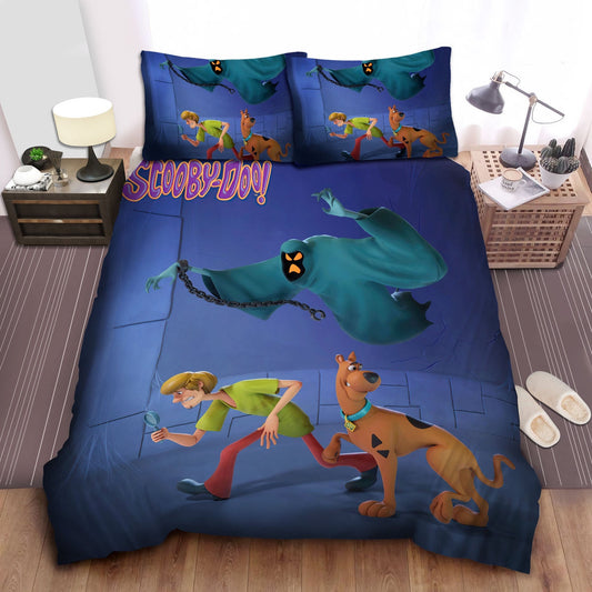 Scooby-Doo Bedding Set Scooby-Doo The Ghost Above You Duvet Covers Blue Unique Gift