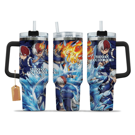 My Hero Academia 40 Oz Tumbler Shoto Todoroki Ice And Fire Character Tumbler 40 Oz Blue